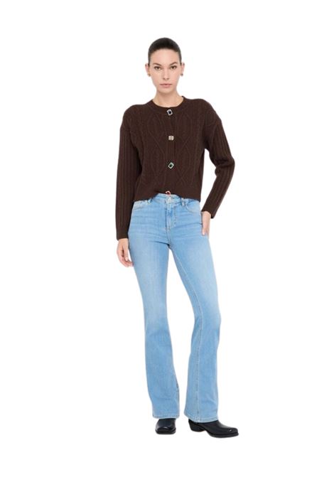 Cardigan in lana con bottoni gioiello CIOCCOLATO Liu Jo | MF5423MS040X0385